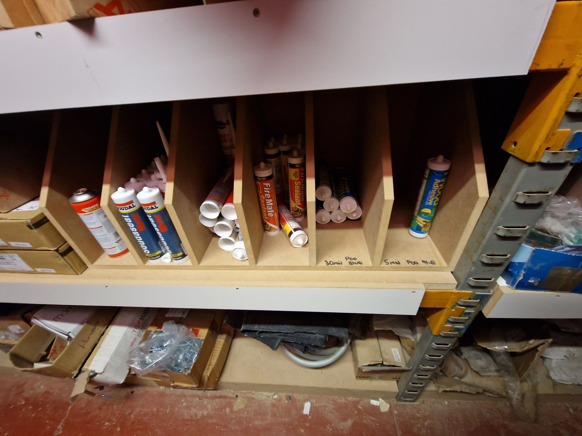 Contents to One Bay of Racking, including Fixtures, Fittings, Bolts, Drawer Runners, Bar Legs, - Image 13 of 32