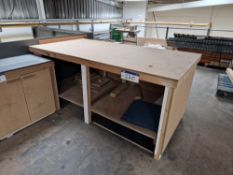 Two Tier Wooden Workbench, approx. 2.4m x 1.2m x 1.05mPlease read the following important