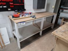 Two Tier Wooden Workbench, approx. 2.45m x 0.8m x 1mPlease read the following important notes:- ***