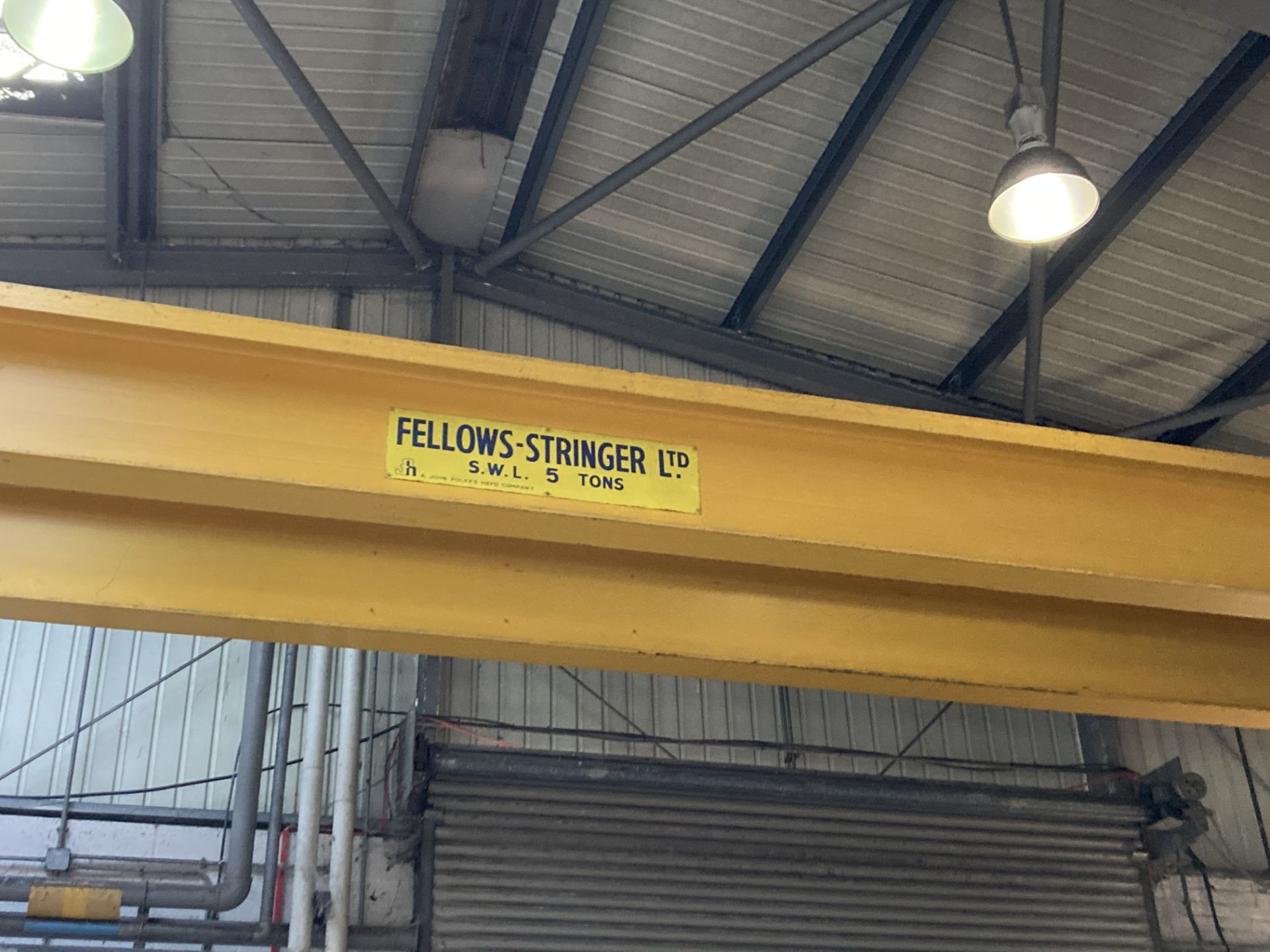 Fellows-Stringer 5 TON TWIN GIRDER OVERHEAD TRAVELLING CRANE, approx. width of crane – 19.11m x - Image 7 of 9