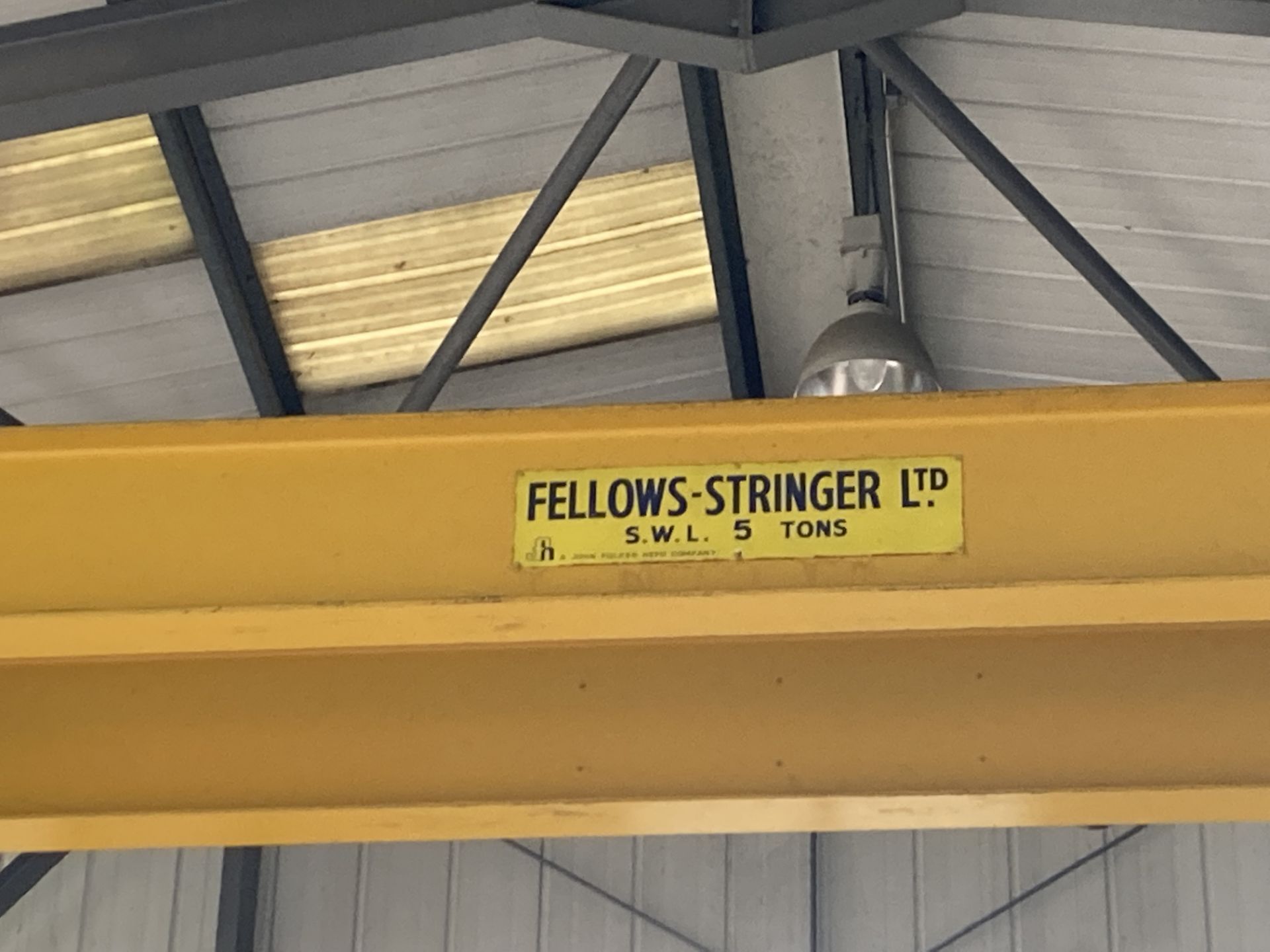 Fellows-Stringer 5 TON TWIN GIRDER OVERHEAD TRAVELLING CRANE, approx. width of crane – 10.73m x - Image 5 of 11
