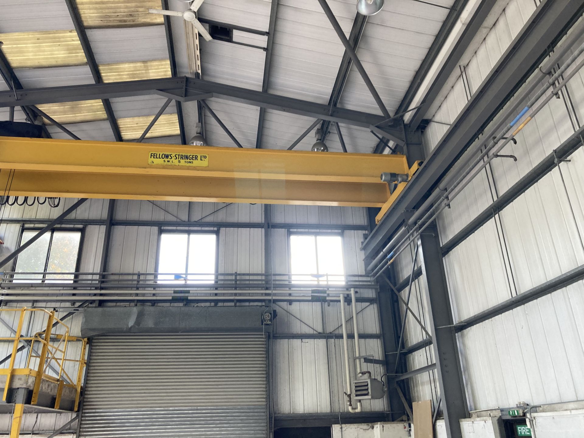 Fellows-Stringer 5 TON TWIN GIRDER OVERHEAD TRAVELLING CRANE, approx. width of crane – 10.73m x - Image 4 of 11