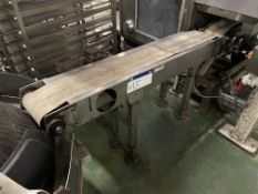 Stainless Steel Framed Discharge Conveyor, approx. 225mm wide on belt x 1.5m centres long, with