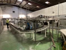 Stainless Steel Multi-Plastic Chain Hot Bread Conveyoring, including 180° radius section, approx. 9m
