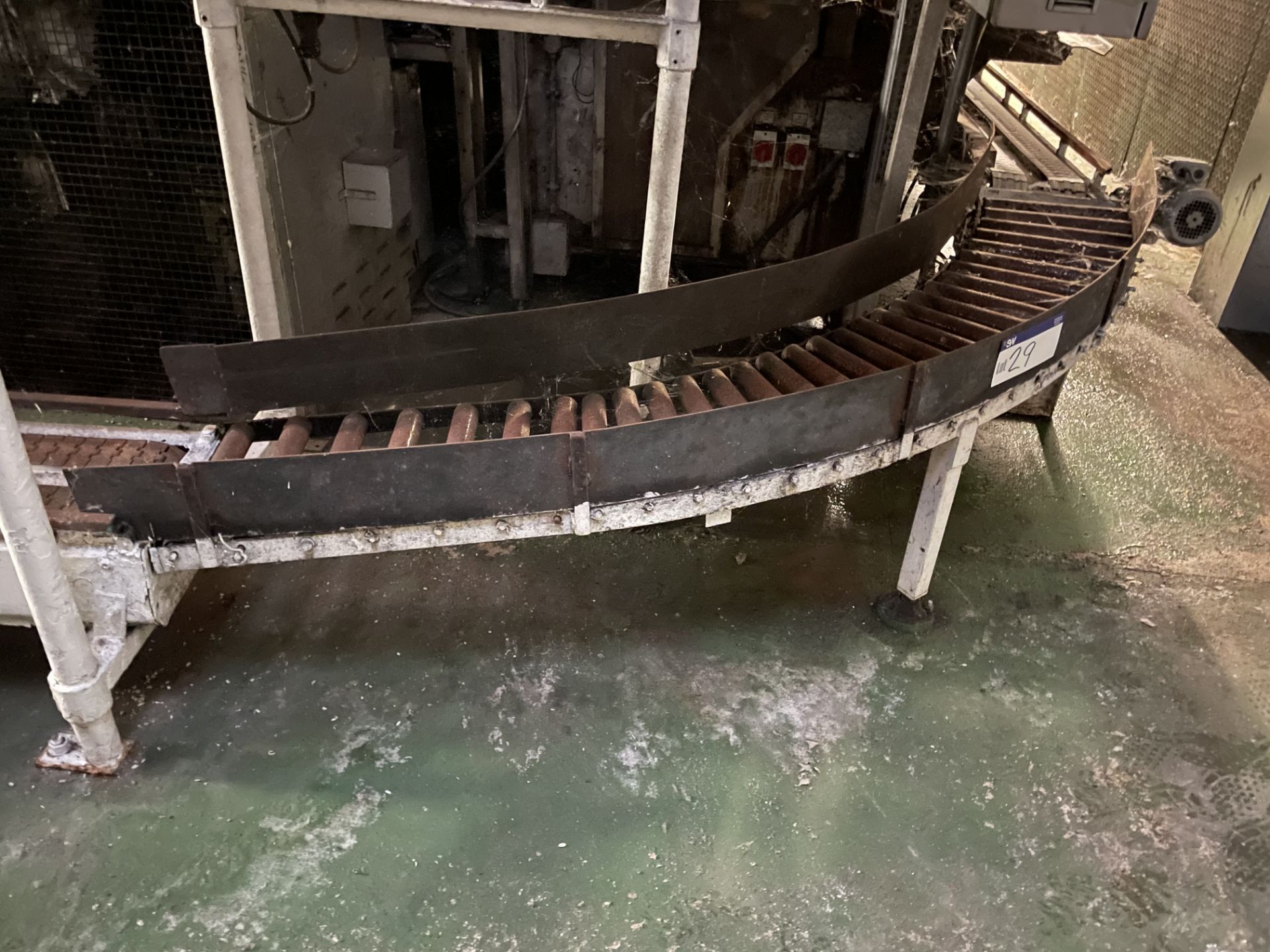 Radius Roller Discharge Conveyor, approx. 400mm wi