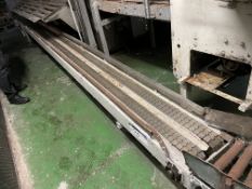 Two Band Conveyor, approx. 320mm between guides x 6.6m long, with geared electric motor