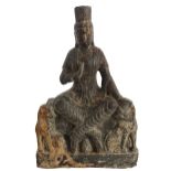 Fine Chinese Carved Sandstone Bodhisattva