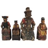 Four Chinese Parcel Gilt Lacquered Wood Figures