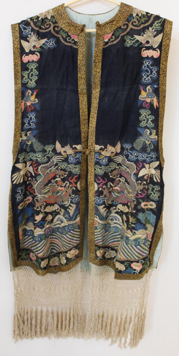 Chinese Embroidered Blue Gauze Dragon Vest - Image 14 of 14