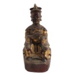 Chinese Gilt Red Lacquer Wood Priest