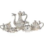 Japanese Arthur & Bond Sterling Dragon Tea Set