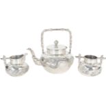 Chinese Export Tuck Chang Silver 3 Piece Tea Set