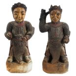 Pair of Unusual Chinese Sandstone Palace Guards