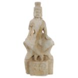 Chinese Carved Marble Seated Bodhisattvas