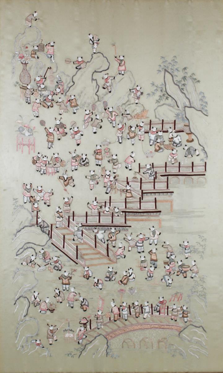 Chinese Framed Embroidery on Silk - Image 3 of 6