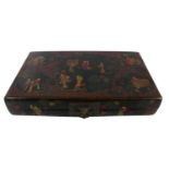 Chinese Painted Black Lacquer Vellum Box
