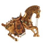 Contemporary Chinese Gilt Silver Jeweled Horse