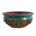 Tibetan Silver-Mounted Molded Gourd Bowl