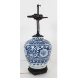 19th C. Chinese Blue & White Porcelain Lamp