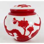 Chinese Peking Glass Covered Jar