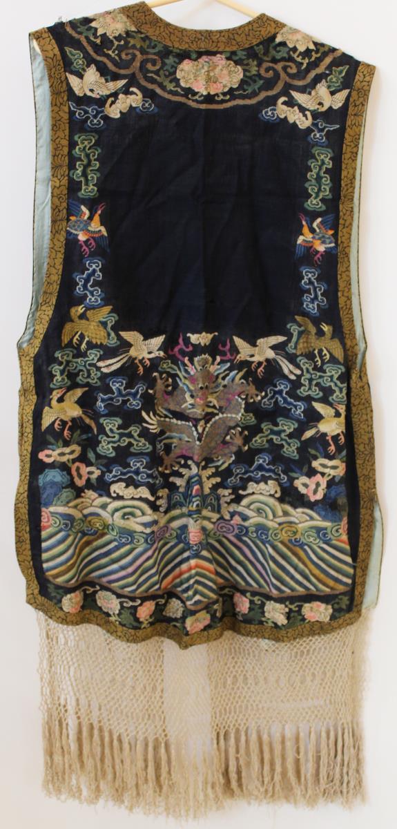 Chinese Embroidered Blue Gauze Dragon Vest - Image 12 of 14