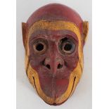 Southeast Asian Painted Wood Monkey Mask