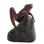 Contemporary Patinated Bronze Frog