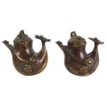 Fine Pair of Chinese Bronze Pouring Vessels