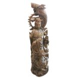 Carved Chinese Bodhisattva Standing on Lotus