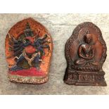 Two Himalayan Painted Terracotta Shrines
