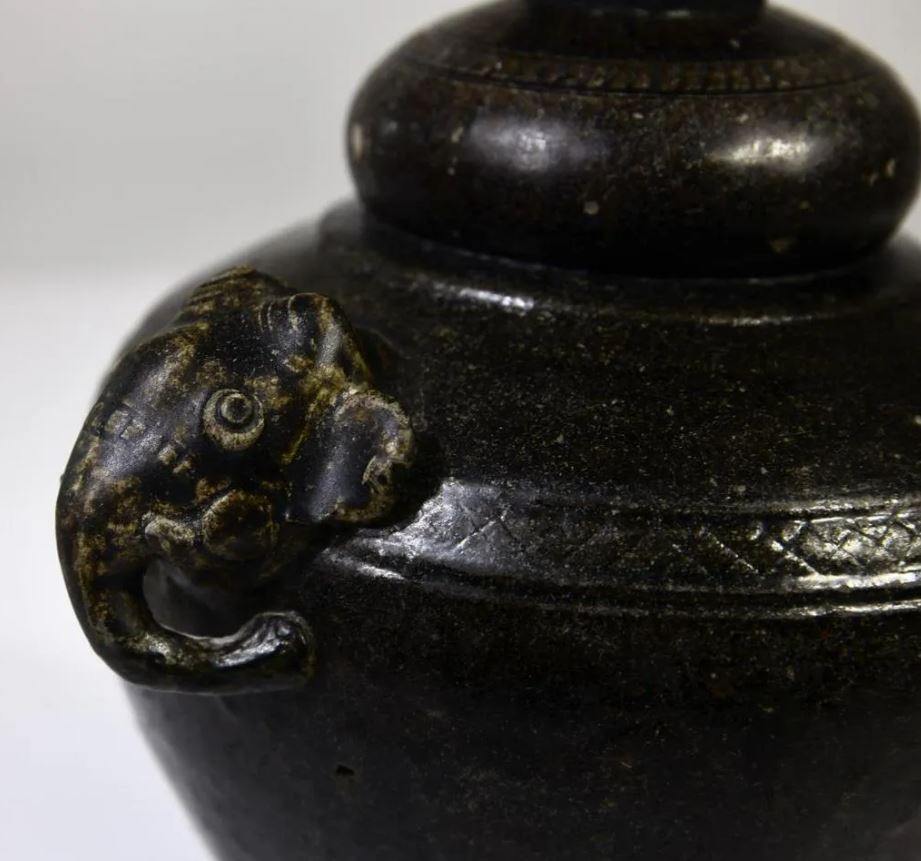 12th C. Stoneware Cambodian Khmer Black Glaze Jar - Image 2 of 7