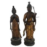 Pair of Japanese Gilt Lacquered Bodhisattvas