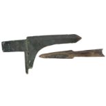 Chinese Bronze Archaic Halberd Blade & Spear Head