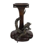 Chinese Patinated Bronze Lobed Dragon Vase