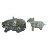 Chinese Archaic Bronze Mythical Beast & Lamb