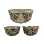 Three Near Eastern Brass and Copper Bowls