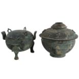 Two Chinese Archaic Bronze Lidded Vessels