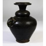 12th C. Stoneware Cambodian Khmer Black Glaze Jar