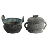 Two Chinese Archaistic Bronze Handled Vessels