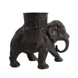 Brown Glazed Earthenware Elephant Vase