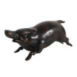 Asian Patinated Bronze Boar
