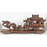 Chinese 20th C. Carved Carriage & Dragon