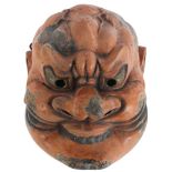 Large Japanese Painted Paper Pulp Demon Mask