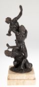Skulptur "Raub der Sabinerinnen", Bronze, unsign., dunkelbraun patiniert, auf quadratischem hellen 