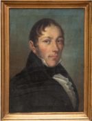 Biedermeier-Porträtmaler Pendants "Porträt einer Dame mit Spitzenhaube" und "Porträt eines Herren i