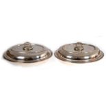 2 Warmhalteschalen, oval, plated, Handhabe jeweils abnehmbar, so dass es je 2 Schalen mit L. 30 cm