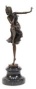 Bronzefigur "Art Deco-Tänzerin", Nachguß, bez. "D.H. Chiparus", Gießerplakette "J L Paris LN", auf 