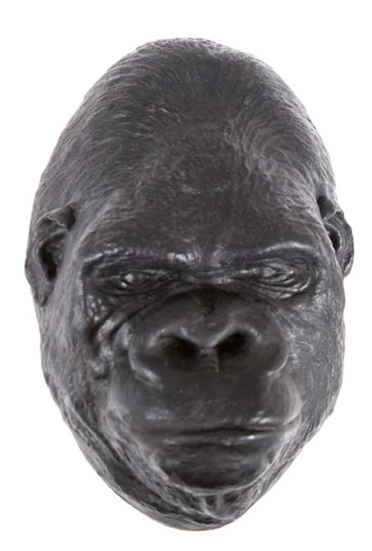 Maske des Gorillas "Knorke", halbplastischer Gipsabdruck, schwarz gefaßt, der Gorilla (1963-2003) w