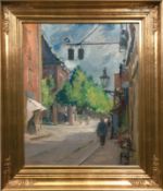 Philipsen, Sally (1879 Kopenhagen-1936 ebenda) "Straßenszene", Öl/Lw., signiert u.l., 63x50 cm, Rah