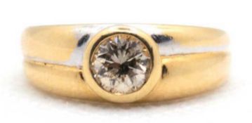 Ring, 18 k GG, besetzt mit Brillant-Solitär von 0,50 ct. (punziert), RG 56, ges. 5,29 g